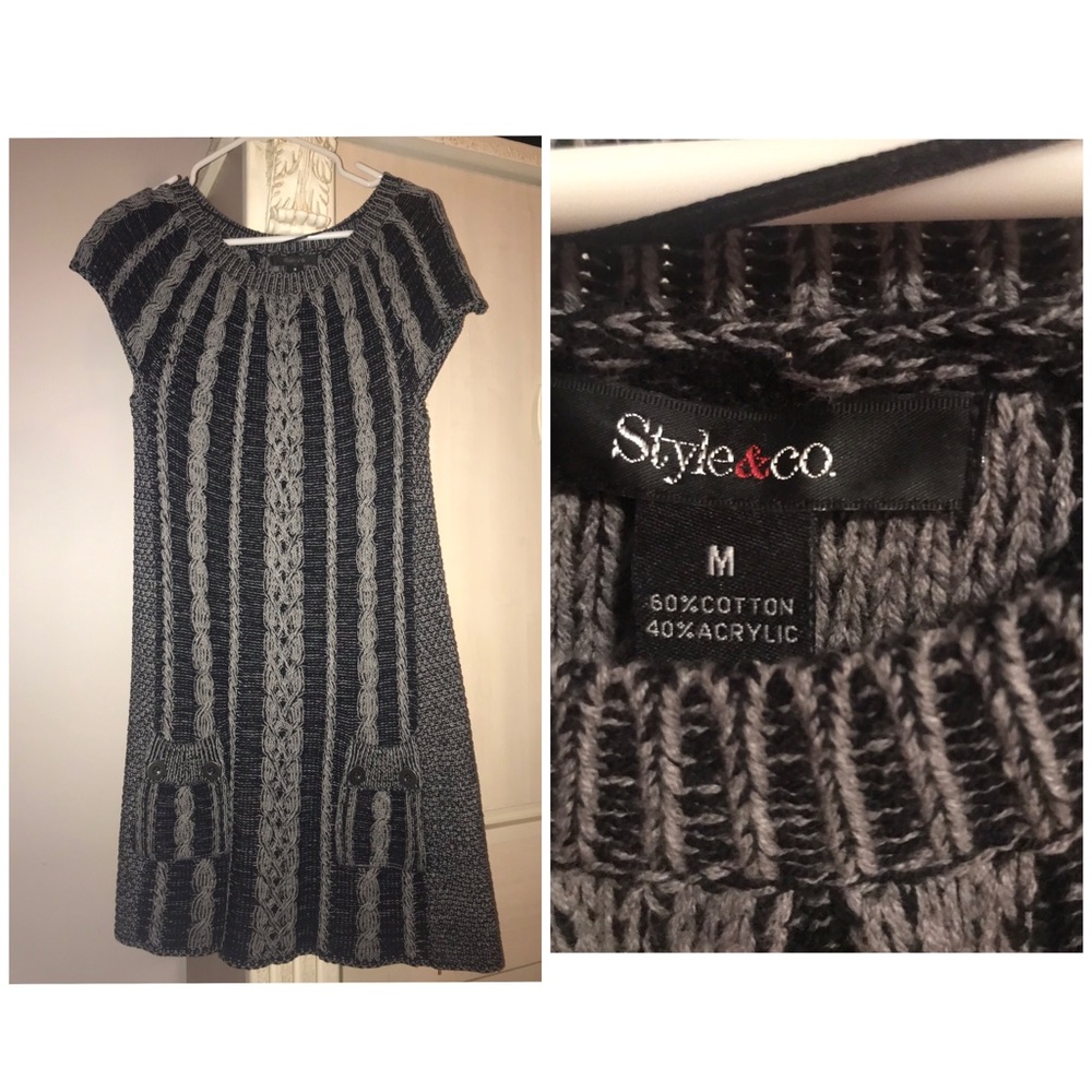 Black and grey sweater dress